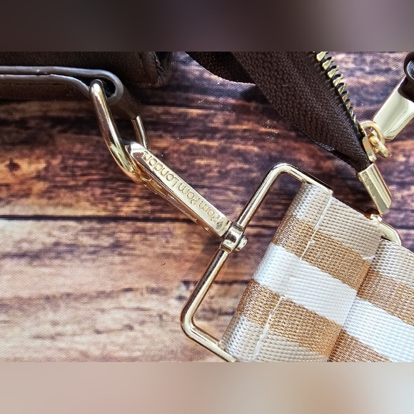 Westbronco Boho Square Crossbody Bag w/ PomPom London Adjustable Striped Strap - Picture 8 of 12